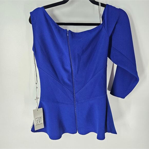 Gemy Maalouf Blue Asymmetrical One Shoulder Top 8 - Picture 8 of 13